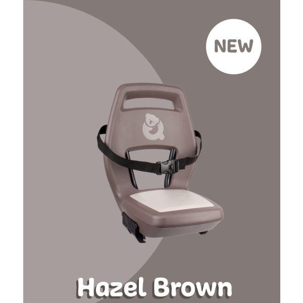 Kinderzitje achter Qibbel Junior 6+ met voetsteunen, gordel en beschermplaat - Hazel Brown
