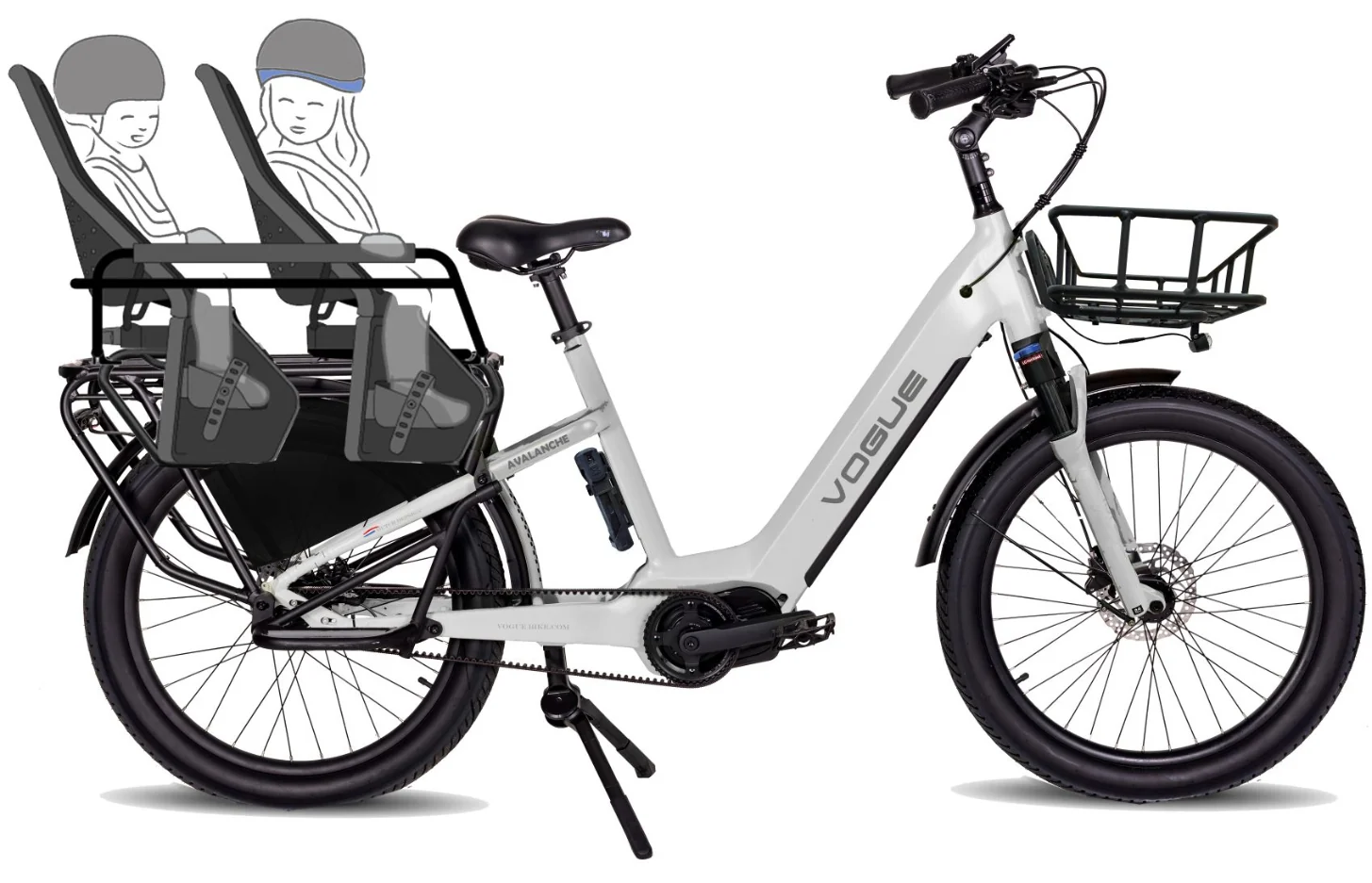 Vogue Avalanche Elektrische Longtail Fiets – 2 Kinderen – Enviolo – Riem – 540Wh